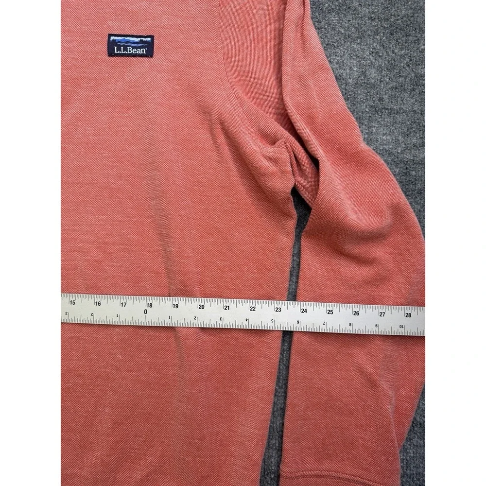 LL Bean Comfort Stretch Pique 1/4 Zip Pullover Mens XL Pink Salmon Logo